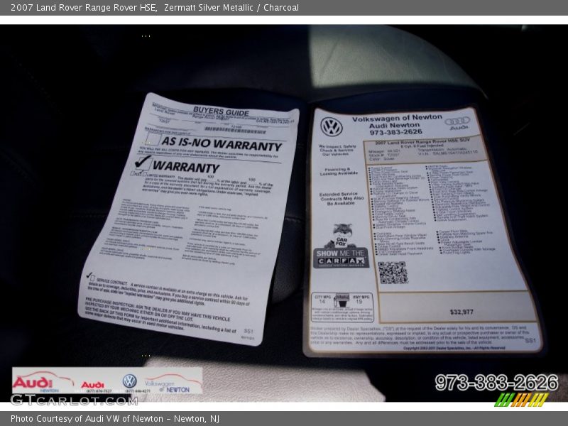 Zermatt Silver Metallic / Charcoal 2007 Land Rover Range Rover HSE