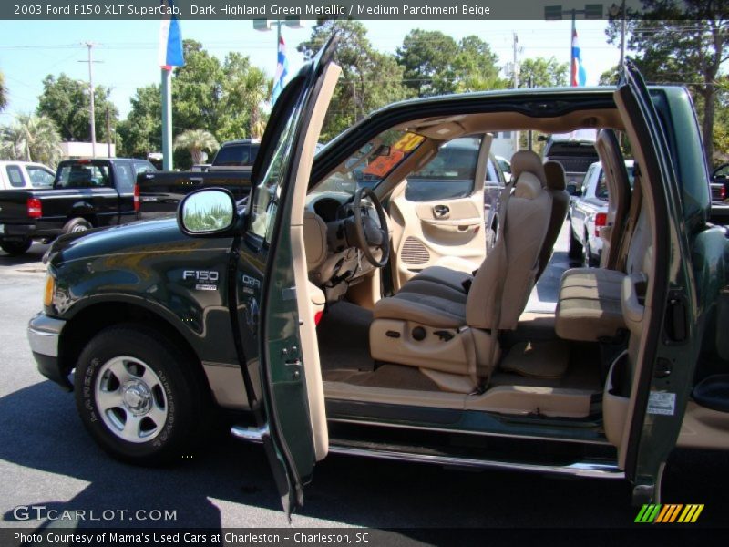 Dark Highland Green Metallic / Medium Parchment Beige 2003 Ford F150 XLT SuperCab