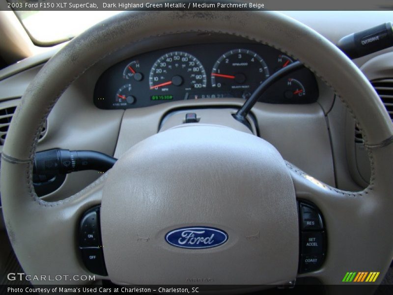 Dark Highland Green Metallic / Medium Parchment Beige 2003 Ford F150 XLT SuperCab