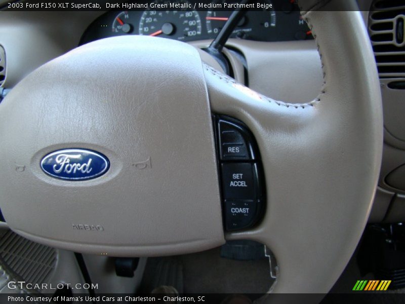 Dark Highland Green Metallic / Medium Parchment Beige 2003 Ford F150 XLT SuperCab