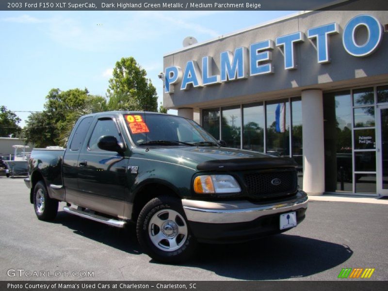 Dark Highland Green Metallic / Medium Parchment Beige 2003 Ford F150 XLT SuperCab