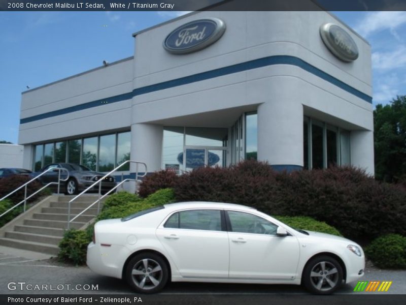 White / Titanium Gray 2008 Chevrolet Malibu LT Sedan