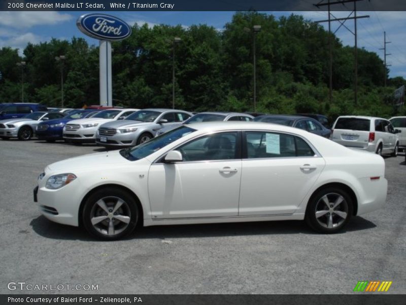 White / Titanium Gray 2008 Chevrolet Malibu LT Sedan