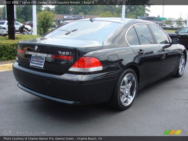 Black Sapphire Metallic / Beige III 2002 BMW 7 Series 745i Sedan