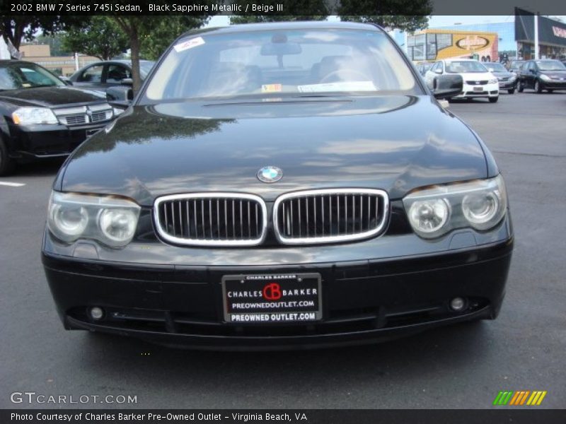 Black Sapphire Metallic / Beige III 2002 BMW 7 Series 745i Sedan