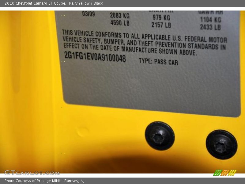 Rally Yellow / Black 2010 Chevrolet Camaro LT Coupe