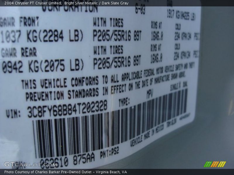 Bright Silver Metallic / Dark Slate Gray 2004 Chrysler PT Cruiser Limited