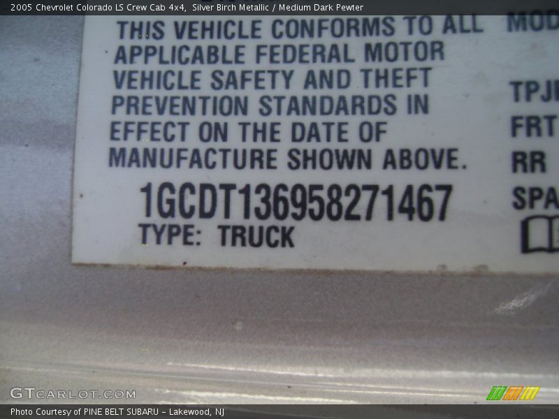 Silver Birch Metallic / Medium Dark Pewter 2005 Chevrolet Colorado LS Crew Cab 4x4