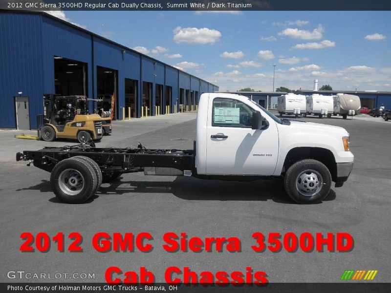 Summit White / Dark Titanium 2012 GMC Sierra 3500HD Regular Cab Dually Chassis