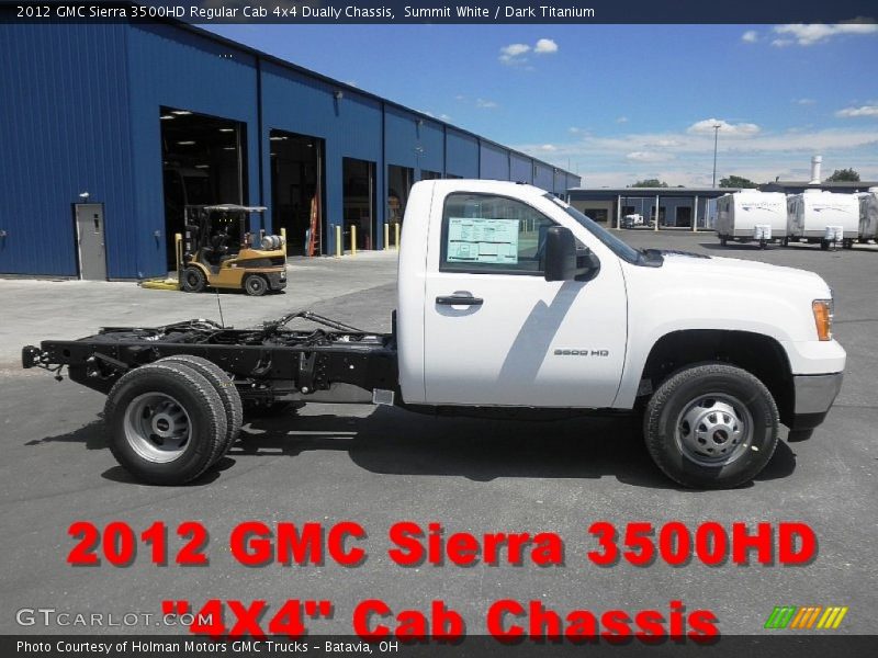 Summit White / Dark Titanium 2012 GMC Sierra 3500HD Regular Cab 4x4 Dually Chassis