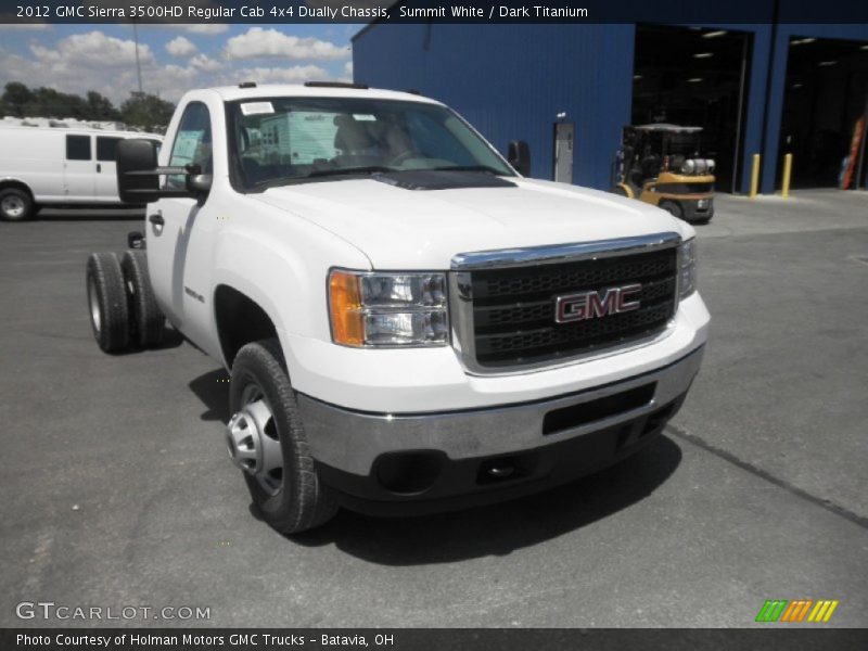 Summit White / Dark Titanium 2012 GMC Sierra 3500HD Regular Cab 4x4 Dually Chassis