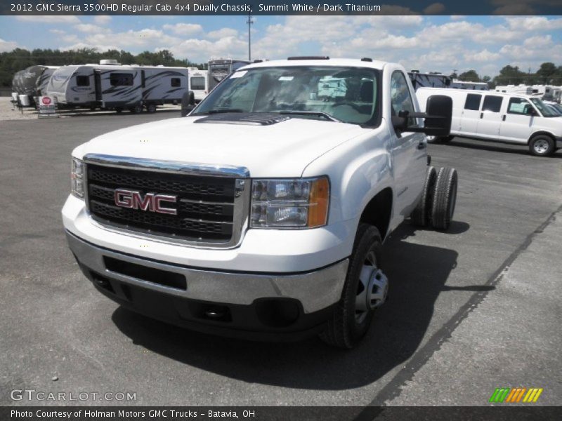 Summit White / Dark Titanium 2012 GMC Sierra 3500HD Regular Cab 4x4 Dually Chassis