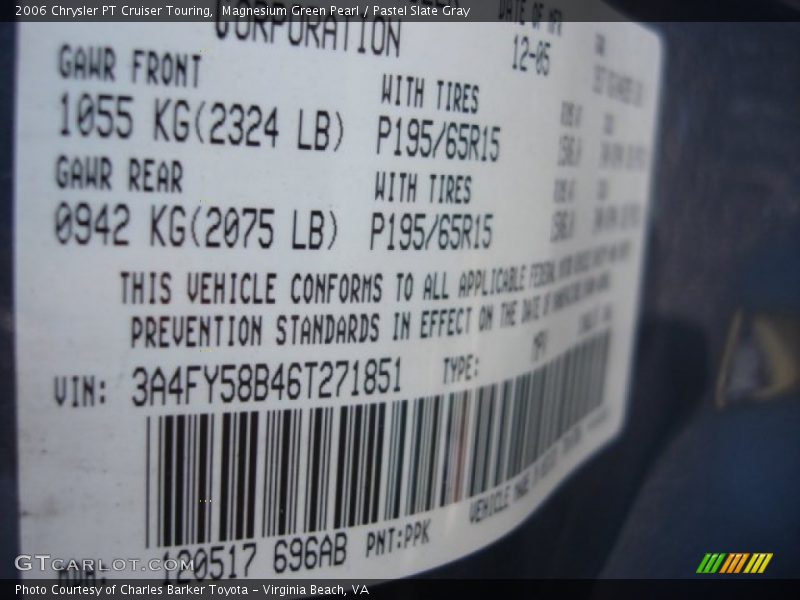 Magnesium Green Pearl / Pastel Slate Gray 2006 Chrysler PT Cruiser Touring