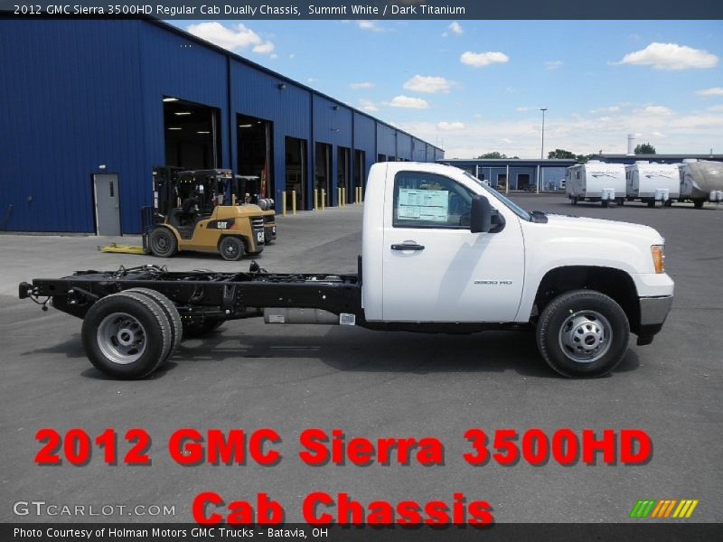 Summit White / Dark Titanium 2012 GMC Sierra 3500HD Regular Cab Dually Chassis