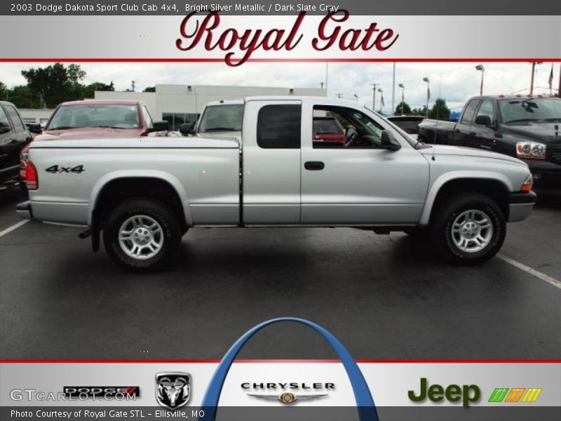 Bright Silver Metallic / Dark Slate Gray 2003 Dodge Dakota Sport Club Cab 4x4