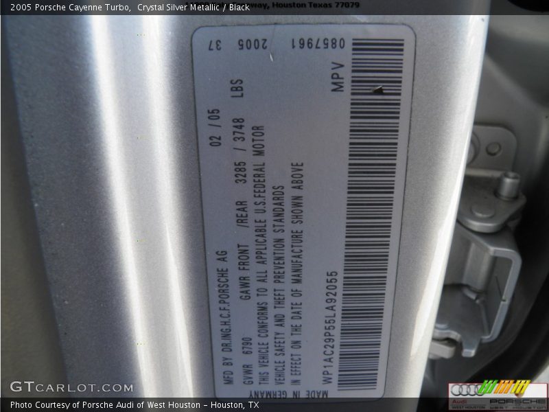 Crystal Silver Metallic / Black 2005 Porsche Cayenne Turbo