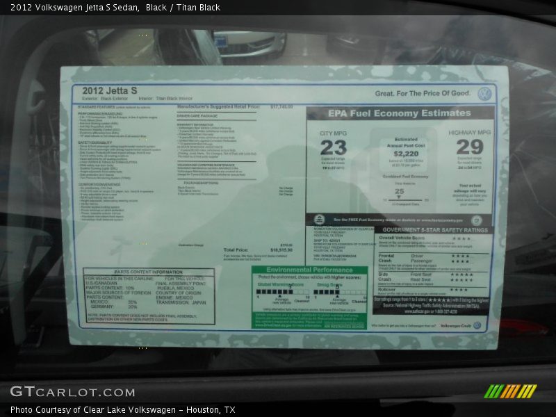 Black / Titan Black 2012 Volkswagen Jetta S Sedan