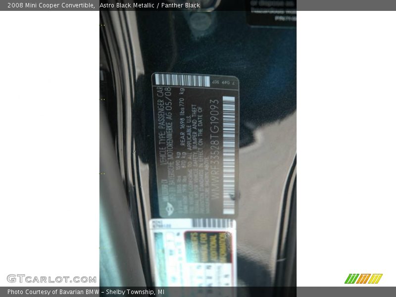 Astro Black Metallic / Panther Black 2008 Mini Cooper Convertible