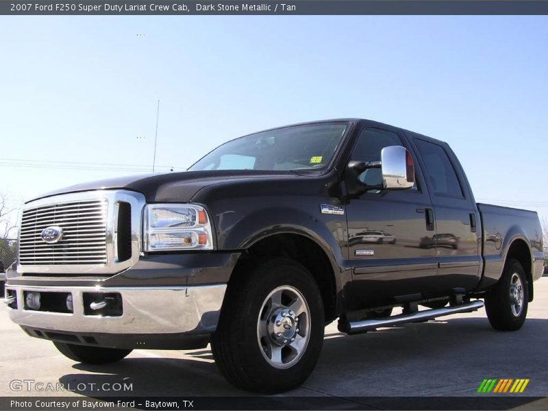Dark Stone Metallic / Tan 2007 Ford F250 Super Duty Lariat Crew Cab