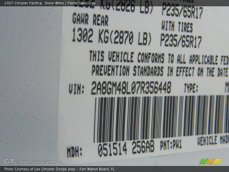 Stone White / Pastel Slate Gray 2007 Chrysler Pacifica