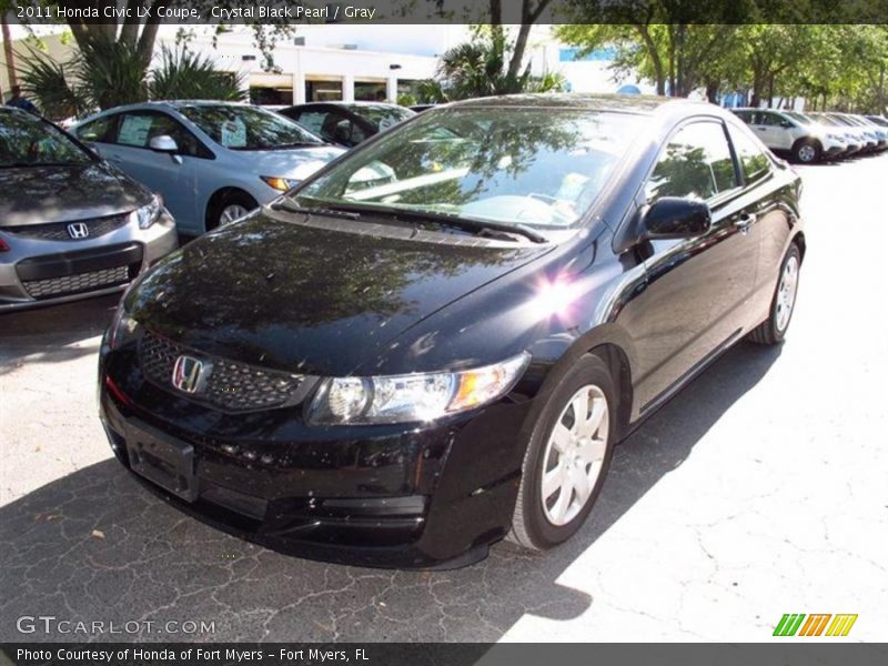 Crystal Black Pearl / Gray 2011 Honda Civic LX Coupe