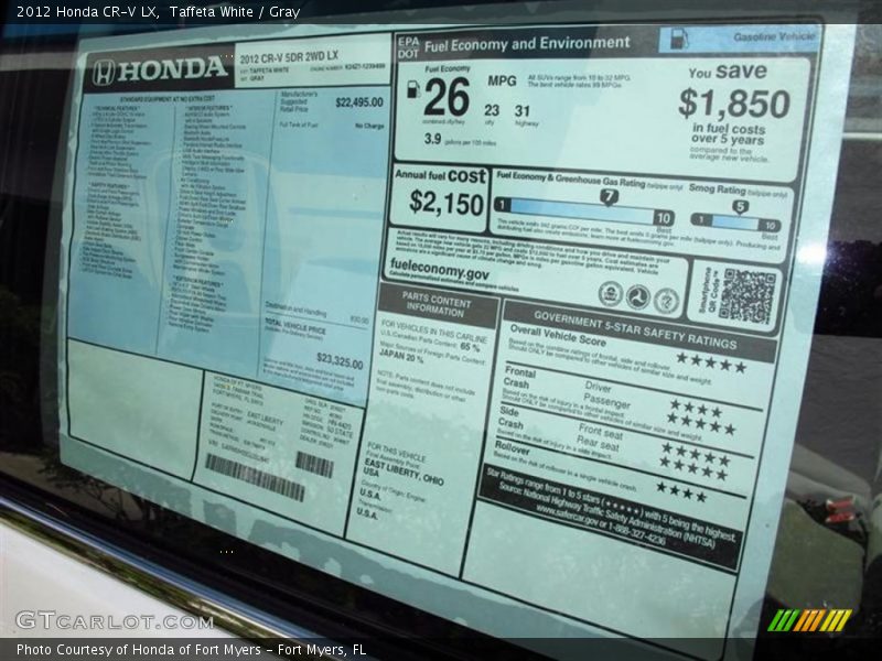  2012 CR-V LX Window Sticker