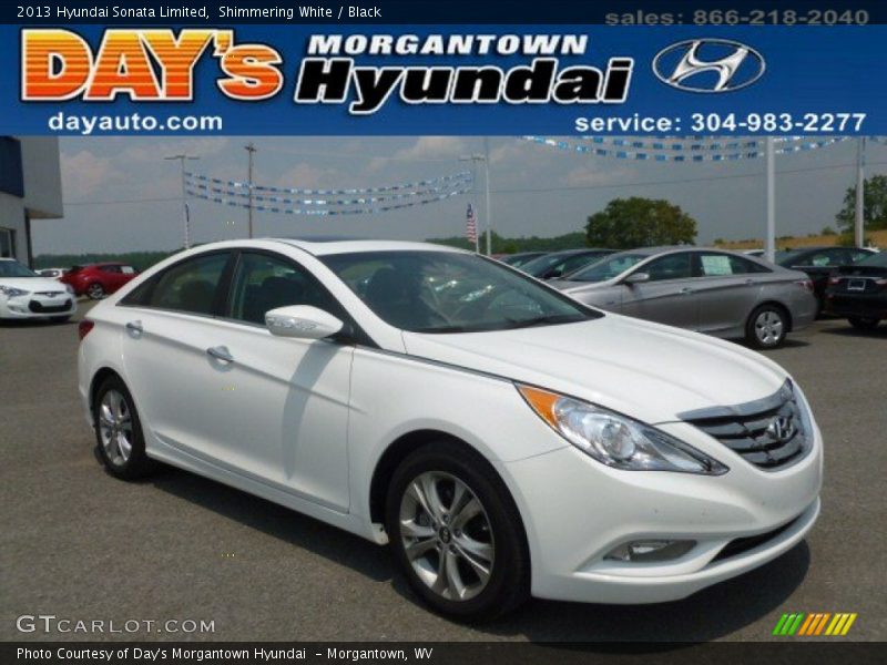 Shimmering White / Black 2013 Hyundai Sonata Limited
