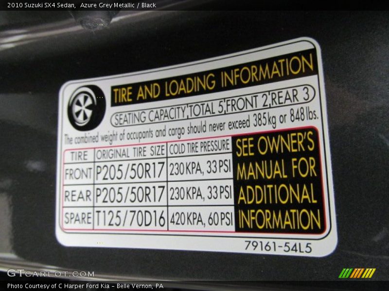Azure Grey Metallic / Black 2010 Suzuki SX4 Sedan