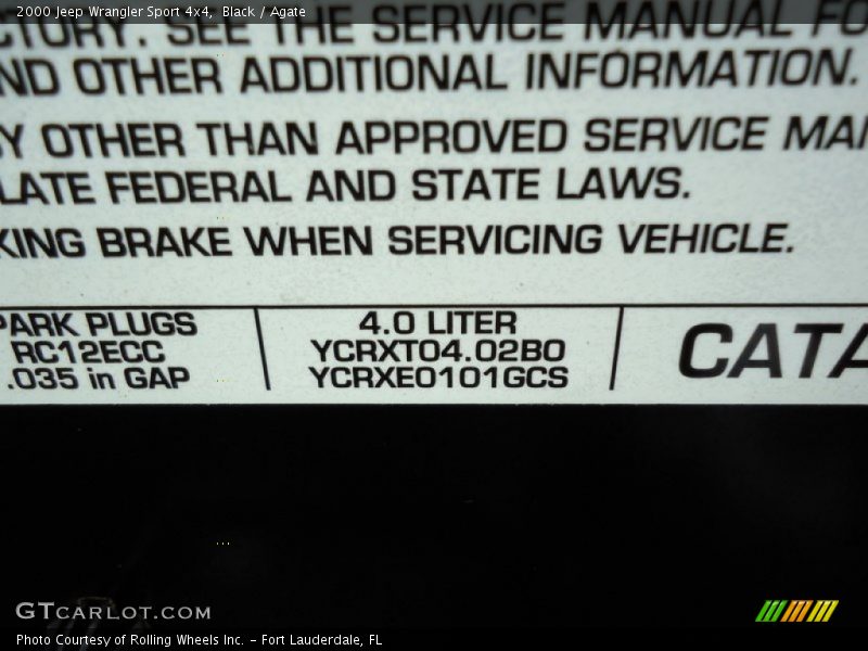 Black / Agate 2000 Jeep Wrangler Sport 4x4