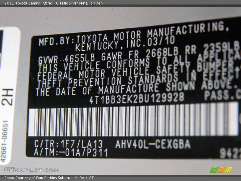 Classic Silver Metallic / Ash 2011 Toyota Camry Hybrid