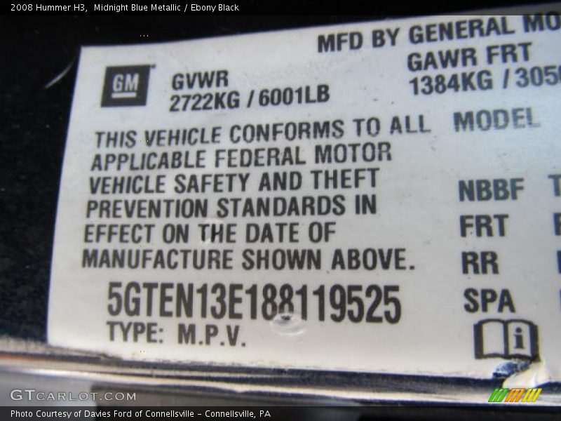 Midnight Blue Metallic / Ebony Black 2008 Hummer H3
