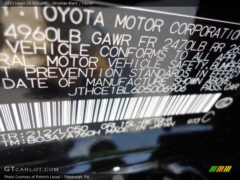 Obsidian Black / Flaxen 2013 Lexus GS 350 AWD