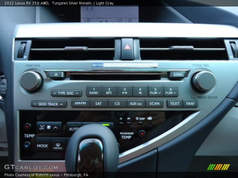 Tungsten Silver Metallic / Light Gray 2012 Lexus RX 350 AWD