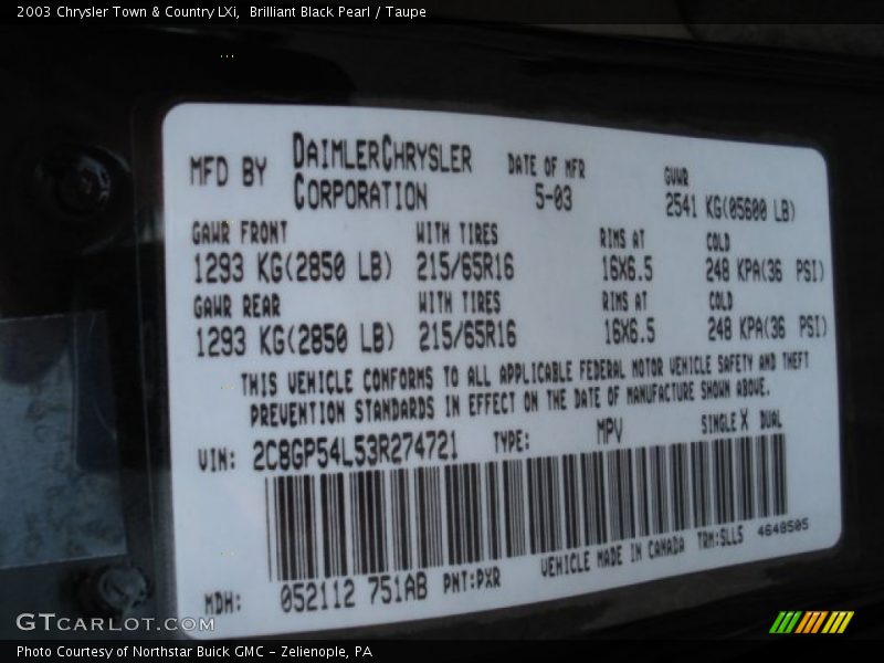 Brilliant Black Pearl / Taupe 2003 Chrysler Town & Country LXi