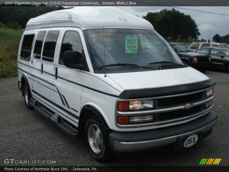 Olympic White / Blue 1997 Chevrolet Chevy Van G1500 Passenger Conversion