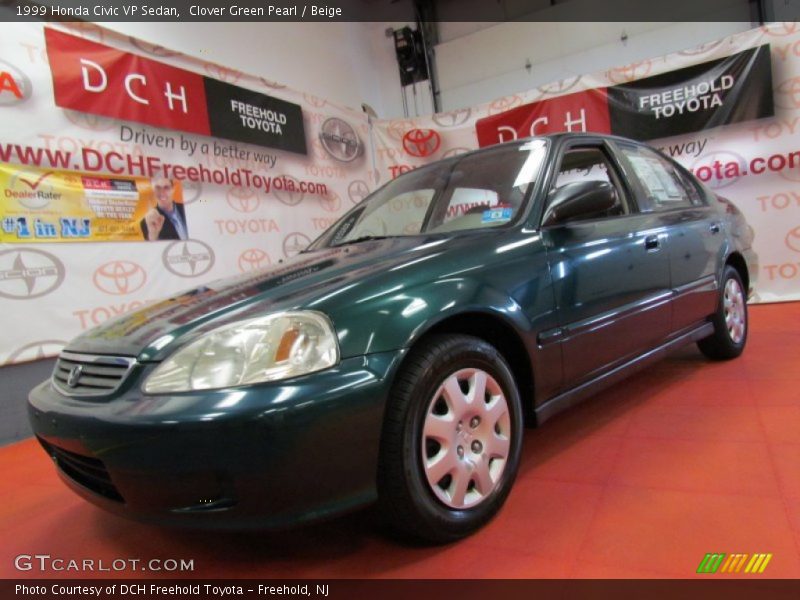 Clover Green Pearl / Beige 1999 Honda Civic VP Sedan