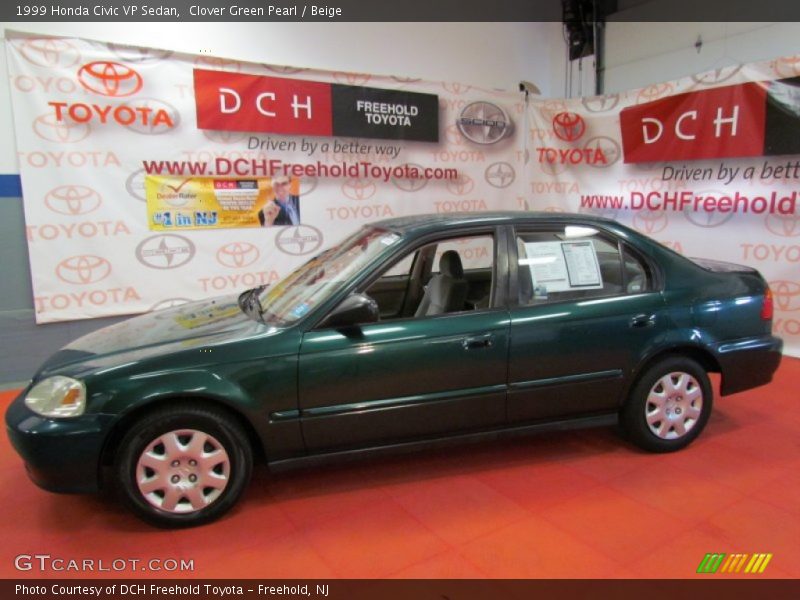 Clover Green Pearl / Beige 1999 Honda Civic VP Sedan