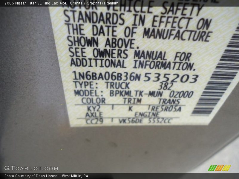 Granite / Graphite/Titanium 2006 Nissan Titan SE King Cab 4x4