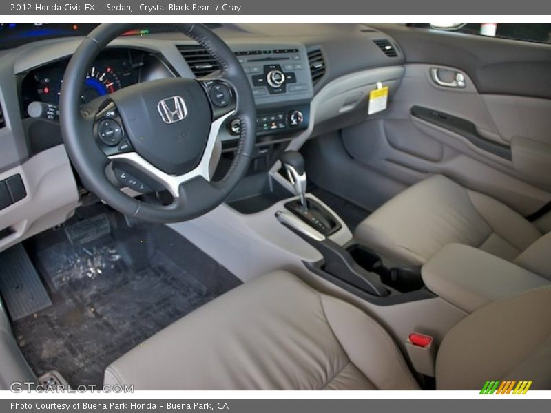 Crystal Black Pearl / Gray 2012 Honda Civic EX-L Sedan