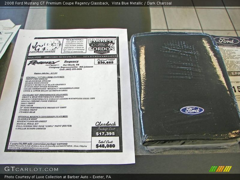 Vista Blue Metallic / Dark Charcoal 2008 Ford Mustang GT Premium Coupe Regency Glassback