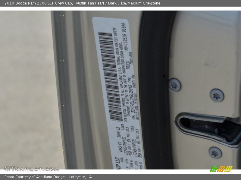 Austin Tan Pearl / Dark Slate/Medium Graystone 2010 Dodge Ram 2500 SLT Crew Cab