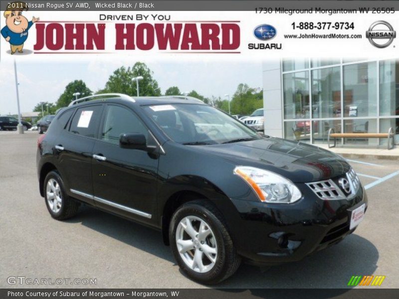 Wicked Black / Black 2011 Nissan Rogue SV AWD