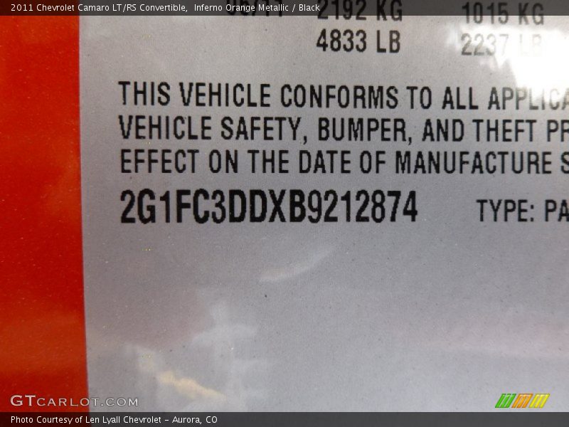 Inferno Orange Metallic / Black 2011 Chevrolet Camaro LT/RS Convertible