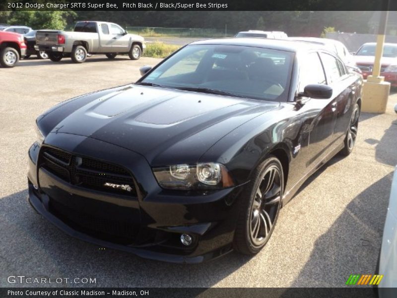 Pitch Black / Black/Super Bee Stripes 2012 Dodge Charger SRT8 Super Bee