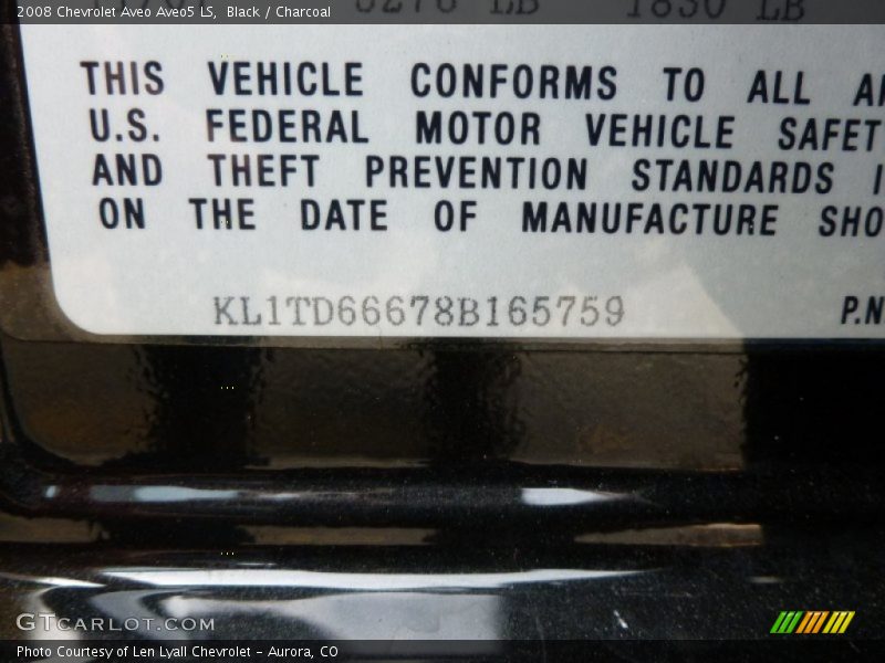 Black / Charcoal 2008 Chevrolet Aveo Aveo5 LS