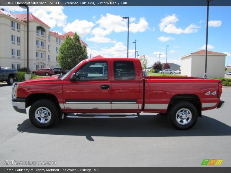 Victory Red / Tan 2004 Chevrolet Silverado 1500 LS Extended Cab 4x4