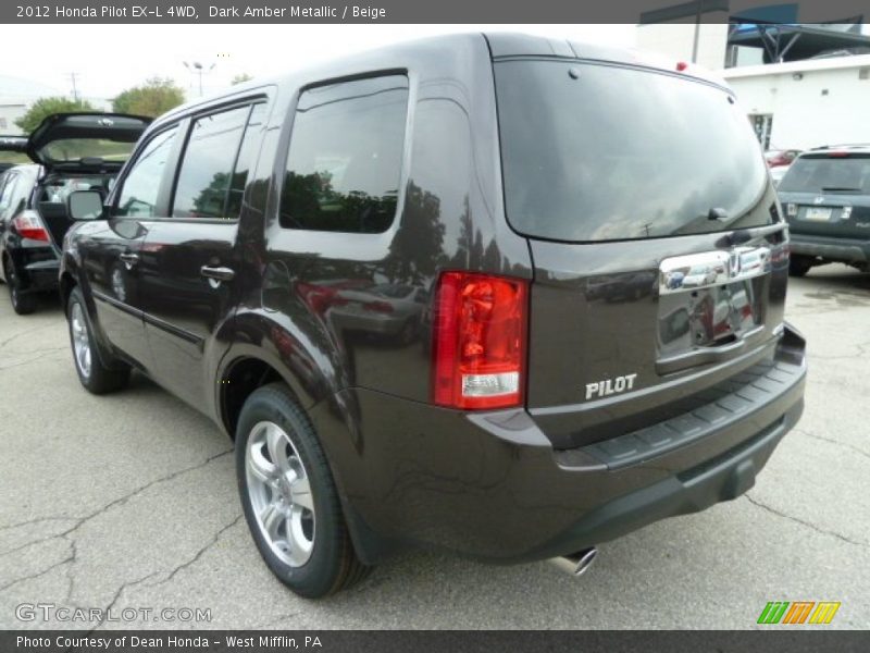 Dark Amber Metallic / Beige 2012 Honda Pilot EX-L 4WD