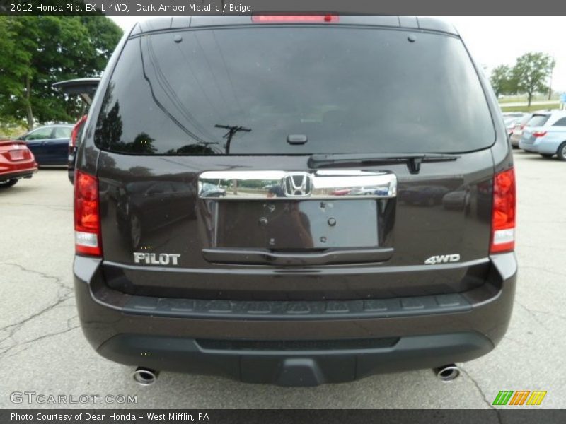 Dark Amber Metallic / Beige 2012 Honda Pilot EX-L 4WD