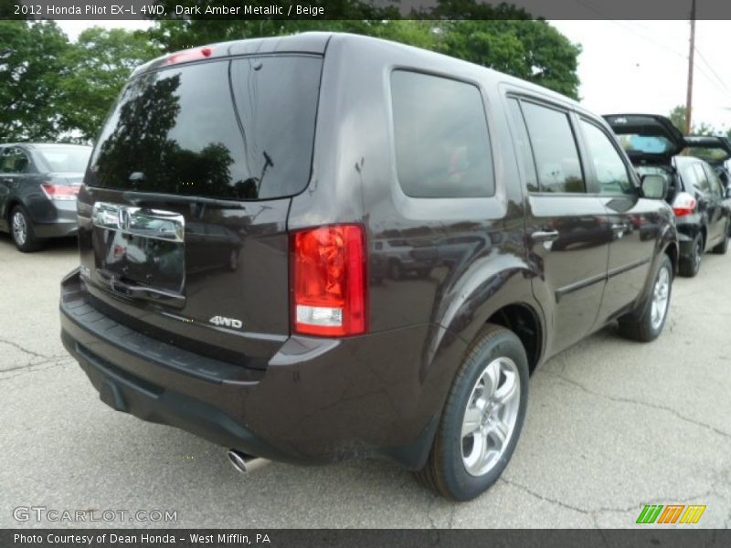 Dark Amber Metallic / Beige 2012 Honda Pilot EX-L 4WD