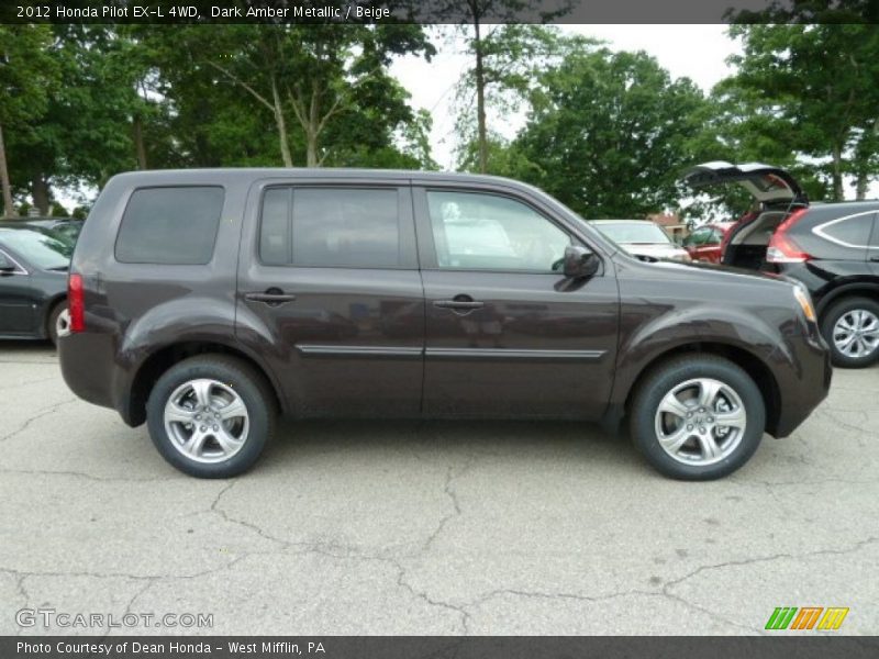 Dark Amber Metallic / Beige 2012 Honda Pilot EX-L 4WD